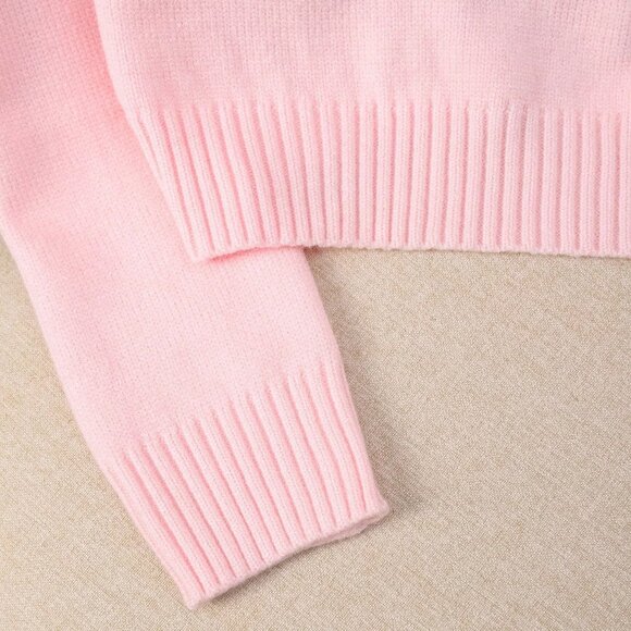 Pink Casual Women's Elegant Patchwork Fur Collar Sweater Cloth - Picture 6 of 7